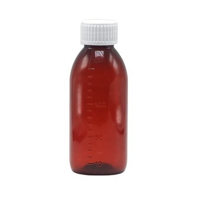 Botella de jarabe PET de 150 mL/150cc/5 oz de color marrón vacío/ ámbar/ transparente con tapa de tornillo a prueba de alteraciones