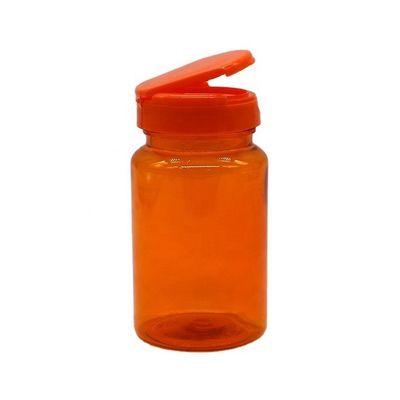 Botella de cápsulas de color personalizado de 150ml PET con tapa de doble tapa Botella de medicamento biodegradable