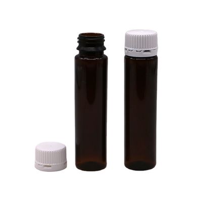 20ML/20CC Botella de líquido oral de plástico de ámbar liso y delgado con tapa a prueba de alteraciones para la medicina líquida
