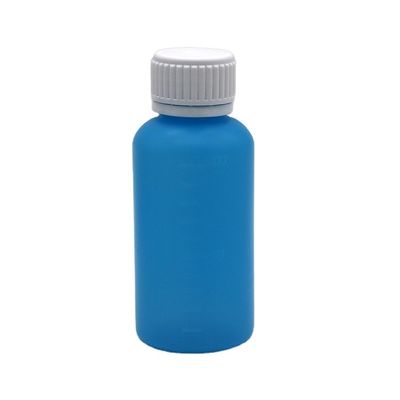 Botella de plástico vacío líquido de HDPE de 100 ml de color personalizable con báscula y tapa de seguridad