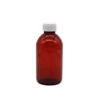 Botella de medicamento líquido PET de 250 ml con tapa de tornillo y recipiente de medicamentos de farmacia