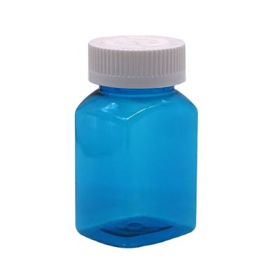 Botella sólida Botella de polvo con tapa de tornillo Botella de plástico transparente cuadrada de PET de 120 ml
