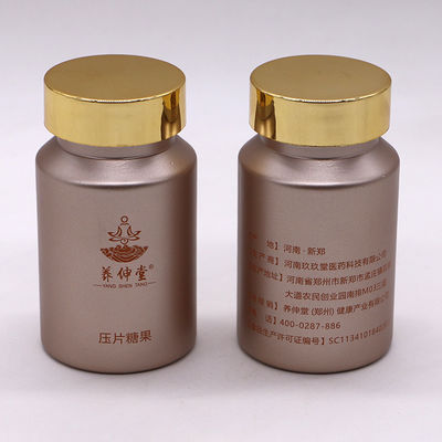 Píldora/cápsula/comprimido/polvo PET Botella de plástico congelado con tapa de oro/plata