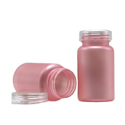 Botella de píldoras de plástico congelado de PET de grado farmacéutico de 100cc con tapa de tornillo a prueba de niños
