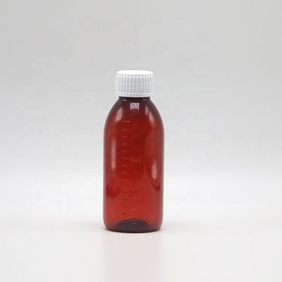 Botella de jarabe PET de 150 mL/150cc/5 oz de color marrón vacío/ ámbar/ transparente con tapa de tornillo a prueba de alteraciones