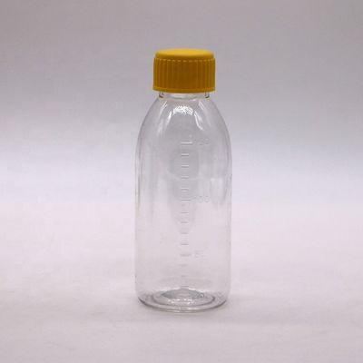 Botella de jarabe PET de 150 mL/150cc/5 oz de color marrón vacío/ ámbar/ transparente con tapa de tornillo a prueba de alteraciones