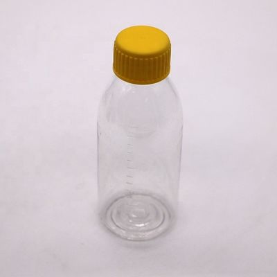 Botella de jarabe PET de 150 mL/150cc/5 oz de color marrón vacío/ ámbar/ transparente con tapa de tornillo a prueba de alteraciones