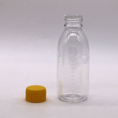 Botella de jarabe PET de 150 mL/150cc/5 oz de color marrón vacío/ ámbar/ transparente con tapa de tornillo a prueba de alteraciones
