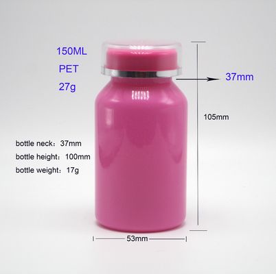 Logotipo personalizado Botella de plástico PET de 150 ml para embalaje de superficie industrial y pastillas