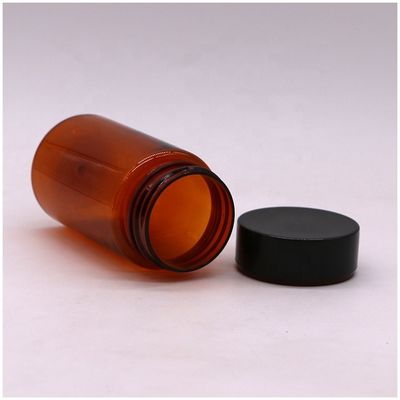 Botella de píldoras de plástico personalizada de 120 ml de color ámbar de color redondo con tapas de tornillo