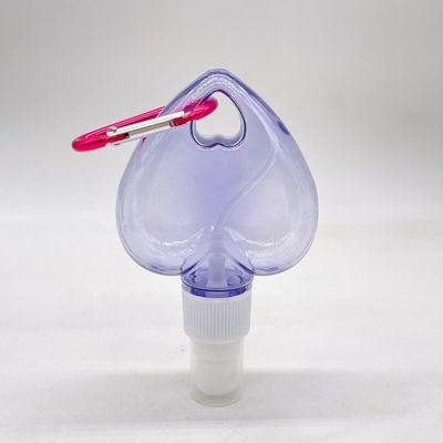 Botella de pulverización de plástico en forma de corazón / hoja PET con collar de llavero colgante Material PET