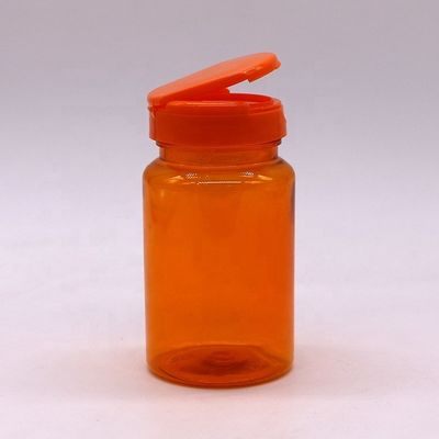 Botella de cápsulas de color personalizado de 150ml PET con tapa de doble tapa Botella de medicamento biodegradable