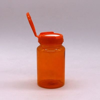 Botella de cápsulas de color personalizado de 150ml PET con tapa de doble tapa Botella de medicamento biodegradable