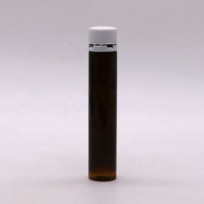 Grado alimenticio 25 ml/25 cc Botella de líquido oral de plástico de ámbar/café lisa y delgada con tapa a prueba de alteraciones