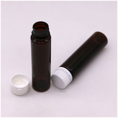20ML/20CC Botella de líquido oral de plástico de ámbar liso y delgado con tapa a prueba de alteraciones para la medicina líquida