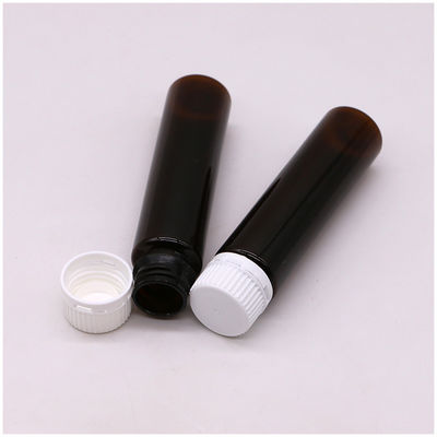 20ML/20CC Botella de líquido oral de plástico de ámbar liso y delgado con tapa a prueba de alteraciones para la medicina líquida