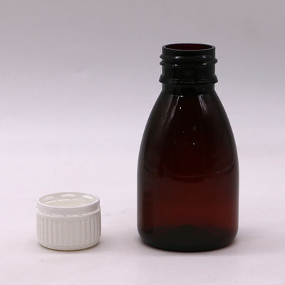 Colores personalizados Botella de plástico líquido oral de calidad medicinal con tapa de seguridad de 100 ml PET ámbar