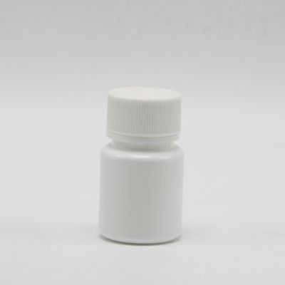 Botella vacía de plástico blanco de forma redonda de 20 ml de HDPE para almacenamiento de líquido de muestras de polvo químico