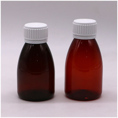 Colores personalizados Botella de plástico líquido oral de calidad medicinal con tapa de seguridad de 100 ml PET ámbar