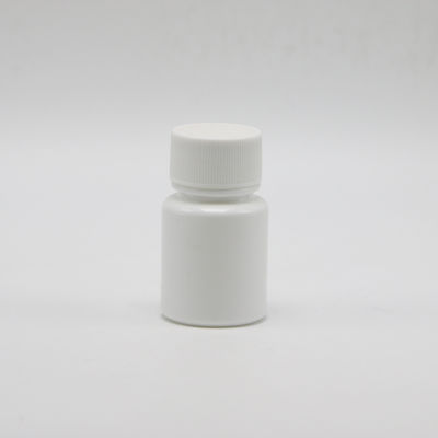 Botella vacía de plástico blanco de forma redonda de 20 ml de HDPE para almacenamiento de líquido de muestras de polvo químico