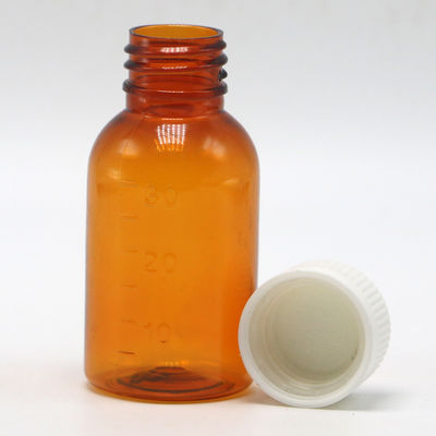 GMP Farmacéutico Botella de líquido de plástico de 30 ml PET ámbar con tapa de tornillo a prueba de alteraciones