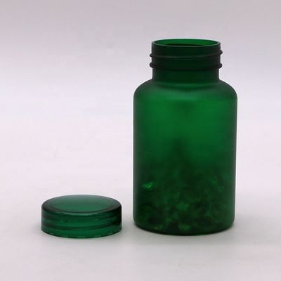 Botella de plástico verde congelado de 150CC con tapa y etiqueta anti-niños