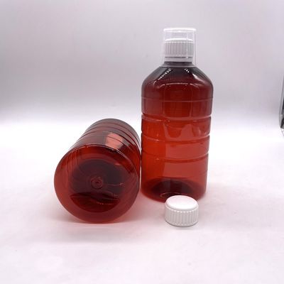 Botella de cilindro de plástico PET de 500cc para medicina de suplemento líquido 500mL/16.9 oz Forma redonda