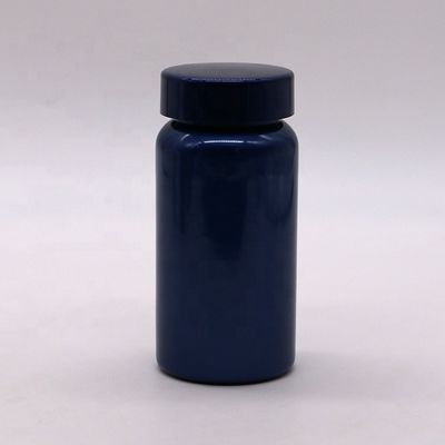 Botella de contenedor de suplemento de plástico con tapa de tornillo de 150ml PET recubierta de oro para promoción
