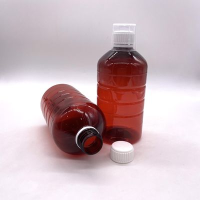 Botella de cilindro de plástico PET de 500cc para medicina de suplemento líquido 500mL/16.9 oz Forma redonda