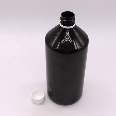 Medicina líquida 1000 ml Botella de plástico PET translúcida de color marrón oscuro con tapa a prueba de adulteraciones