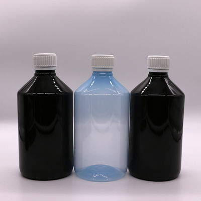 Medicina líquida 1000 ml Botella de plástico PET translúcida de color marrón oscuro con tapa a prueba de adulteraciones