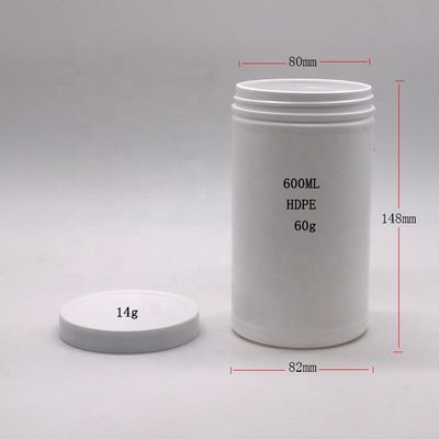 600 ml 20 oz de PET vacío HDPE recto redondo plástico en polvo envases de medicamentos con tapa de tornillo
