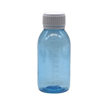 Botella de 100 ml de jarabe redondo de arce para la tos líquido con tapa de tornillo y sello térmico muestras libres