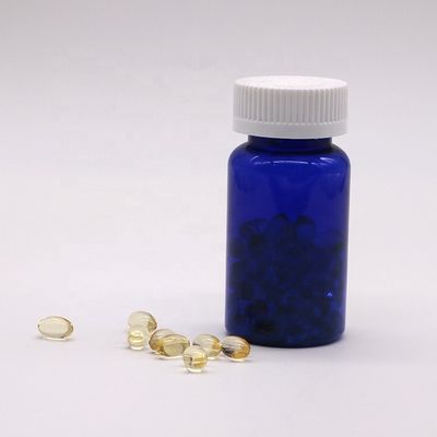 2OZ/60ml/CC Botella de cápsulas de plástico azul con tapa de tornillo Material PET 32mm Tamaño del cuello