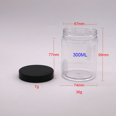 Botellas de almacenamiento de alimentos de plástico de boca ancha de 300cc con tapa de aluminio para bocadillos sabrosos