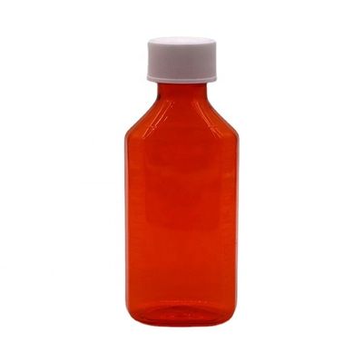 Botella de líquido oral para jarabe de tos de ámbar/naranja PET de 100 ml con tapa CRC y sello térmico