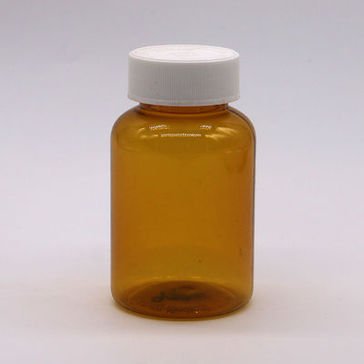 Botella de plástico de color ámbar PET de 180 ml con tapa de tornillo CRC para cápsulas de píldoras tabletas 6OZ/180ML