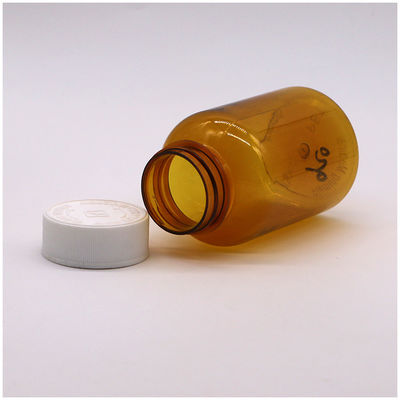 Botella de plástico de color ámbar PET de 180 ml con tapa de tornillo CRC para cápsulas de píldoras tabletas 6OZ/180ML