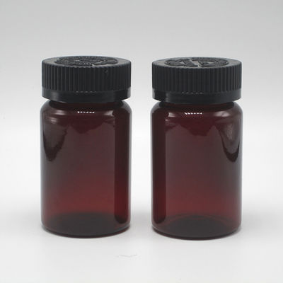 2OZ 60ML Botella de plástico negro de PET ámbar con tapa CRC para el embalaje de suplementos de medicamentos