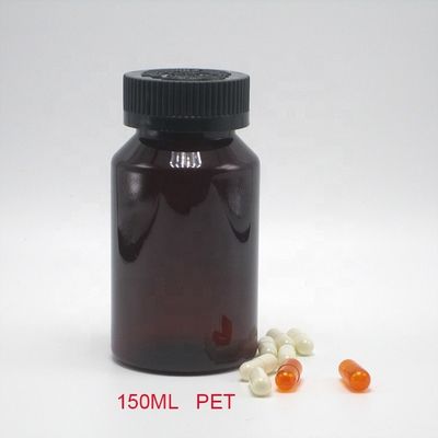 2OZ 60ML Botella de plástico negro de PET ámbar con tapa CRC para el embalaje de suplementos de medicamentos
