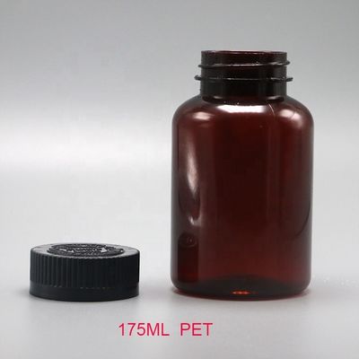 2OZ 60ML Botella de plástico negro de PET ámbar con tapa CRC para el embalaje de suplementos de medicamentos