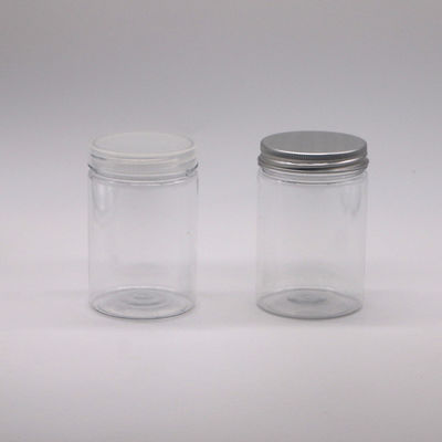 Embalaje de productos de confitería Jar de alimentos de PET de 250 ml con tapa de tornillo y tapa de aluminio