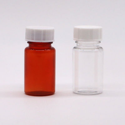 Material del collar Botella de plástico de forma redonda PET de 15 ml para el almacenamiento de cápsulas de tableta sólida