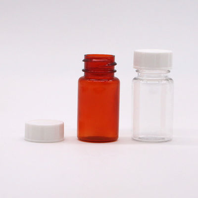 Material del collar Botella de plástico de forma redonda PET de 15 ml para el almacenamiento de cápsulas de tableta sólida
