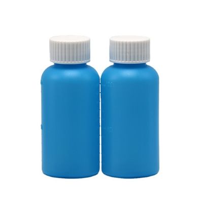 Botella de líquido oral para jarabe para tos de ámbar/azul PET de 100 ml con tapa CRC y sello térmico