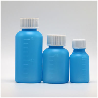 Botella de líquido oral para jarabe para tos de ámbar/azul PET de 100 ml con tapa CRC y sello térmico