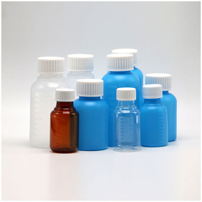 Botella de líquido oral para jarabe para tos de ámbar/azul PET de 100 ml con tapa CRC y sello térmico
