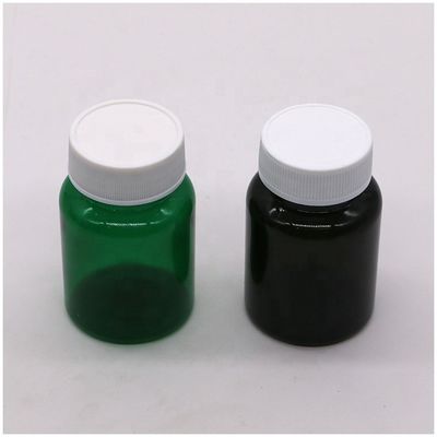 Botellas de pastillas de plástico PET de 50cc de 32 mm de cuello Vial de cápsulas con material base PET de tapa resistente a los niños