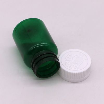 Botellas de pastillas de plástico PET de 50cc de 32 mm de cuello Vial de cápsulas con material base PET de tapa resistente a los niños