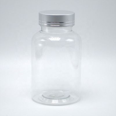 Botella de plástico PET Boston redonda Contenedores de medicamentos blancos/transparentes con tapas a prueba de niños
